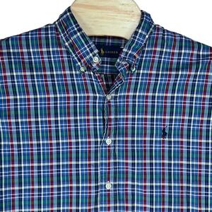 Ralph Lauren Men Large Cotton Plaid Multicolor Long Sleeve Button‎ Down Shirt